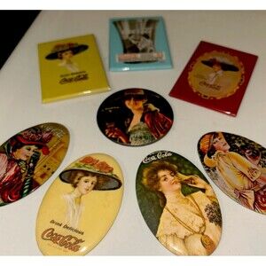 Vintage Coca-Cola Pocket Mirrors Retro Advertising Art Lot Of 8